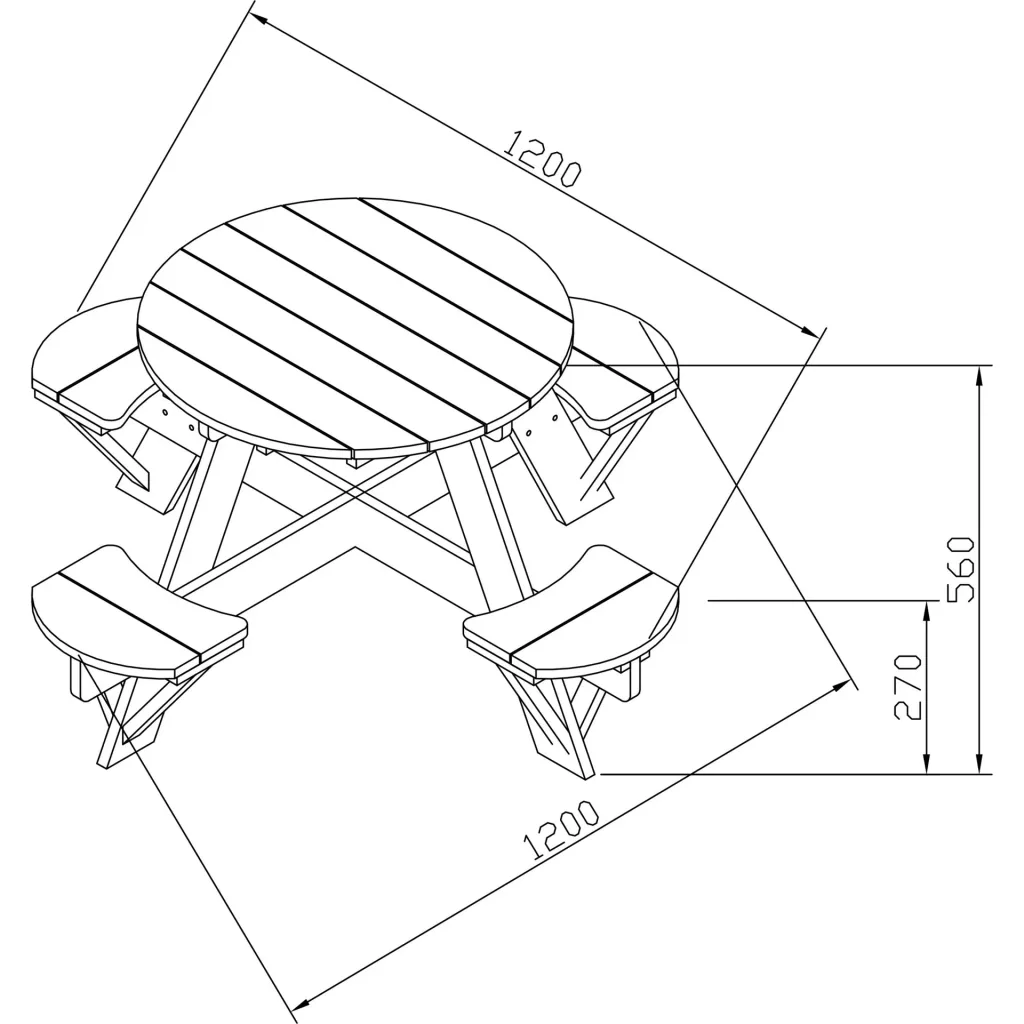 UFO Picnic Table Round Brown/White