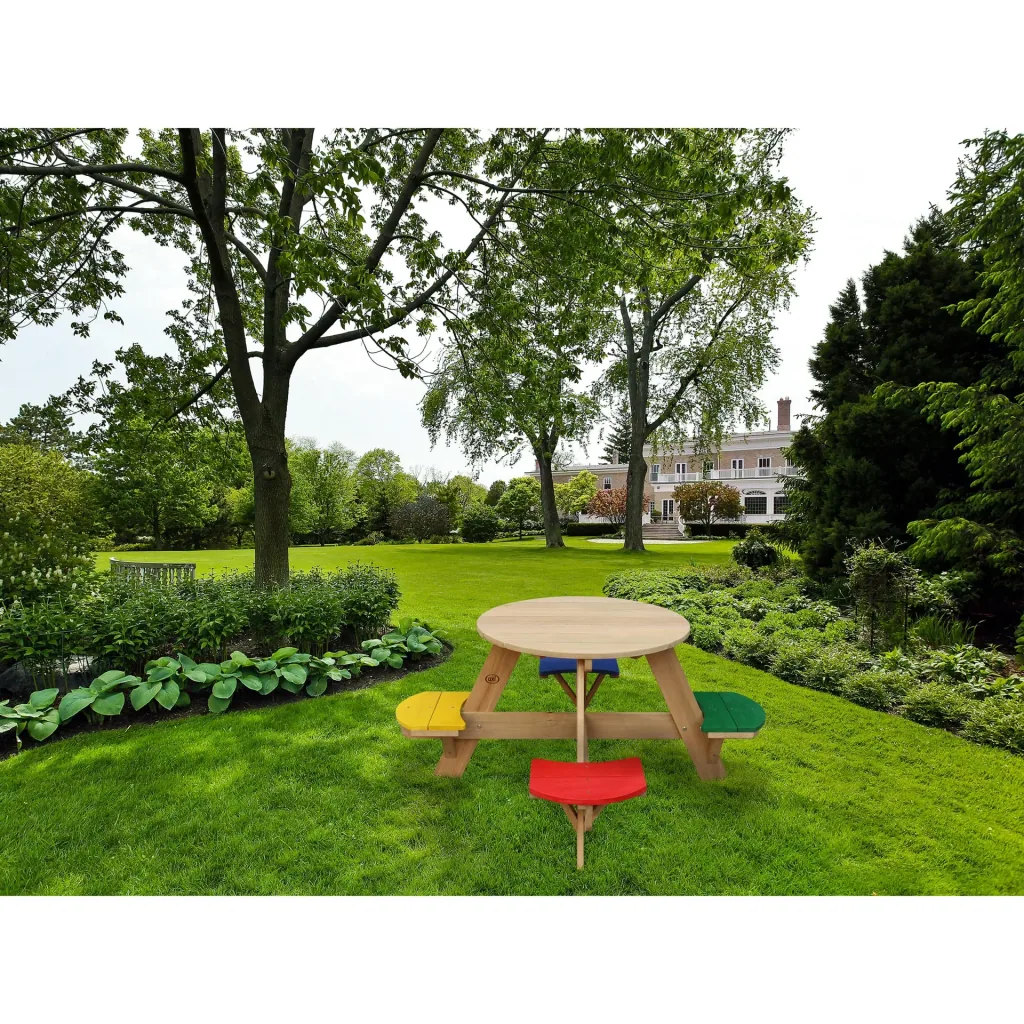 UFO Picnic Table Round Brown/White