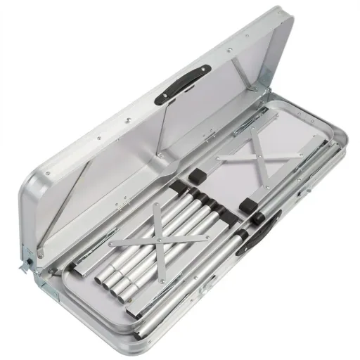Camping bench 3 pieces white aluminum foldable