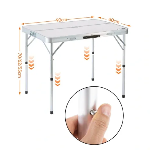 Camping bench 3 pieces white aluminum foldable