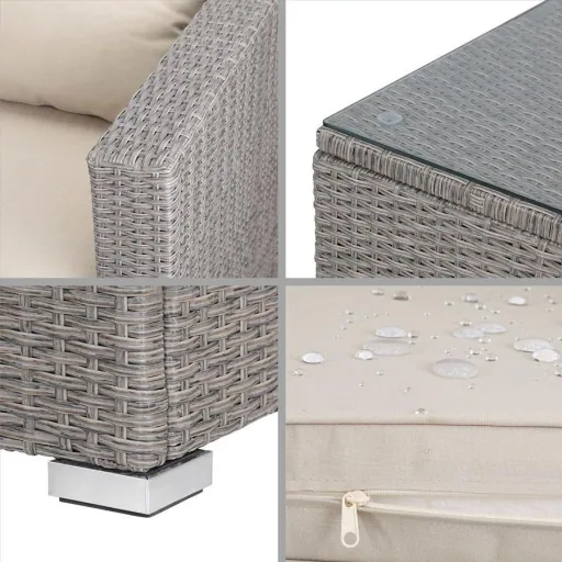 Polyrattan lounge set XL - 26 pieces - cream