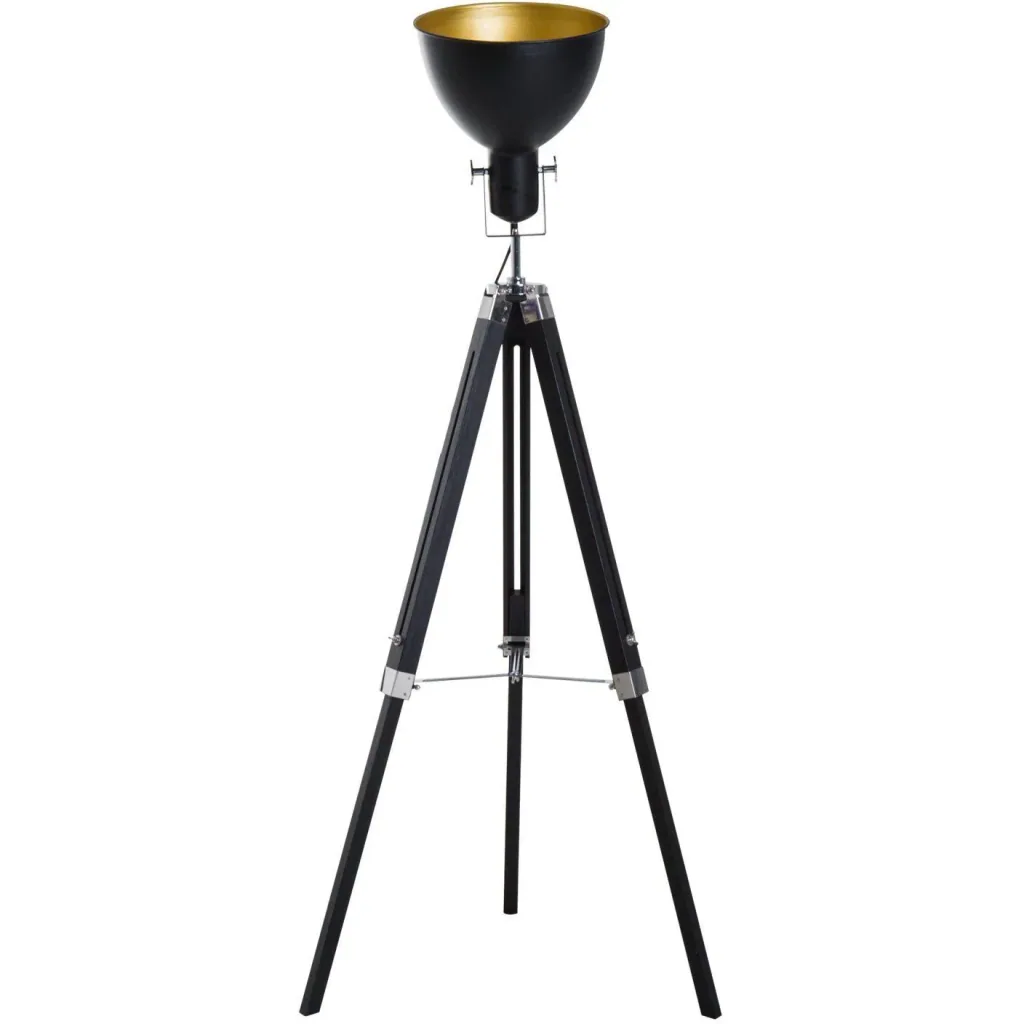 Floor lamp tripod floor lamp height adjustable 108-152cm E27 Industrial Black