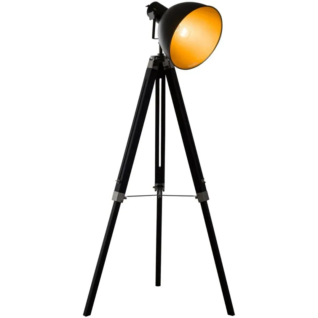 Floor lamp tripod floor lamp height adjustable 108-152cm E27 Industrial Black