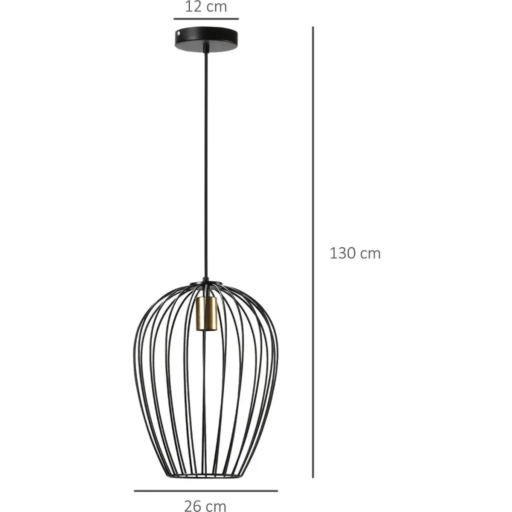 Pendant light hanging lamp modern pendant lamp for office living room dining room metal black Ø26 x 130 cm