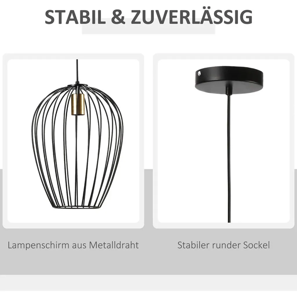 Pendant light hanging lamp modern pendant lamp for office living room dining room metal black Ø26 x 130 cm