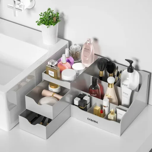 Make-up-Organizer hellgrau